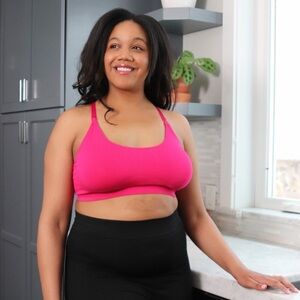 Bamboobies Yoga Nursing Bra Size XL Fuchsia Pink Bamboo Soft Support